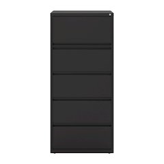 Hirsh 30 inch Wide 5 Drawer Metal Lateral File Cabinet, Black