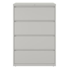Hirsh 36 Inch Wide 4 Drawer Metal Lateral File Cabinet, Light Gray