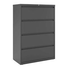 Hirsh 36 Inch Wide 4 Drawer Metal Lateral File Cabinet, Charcoal