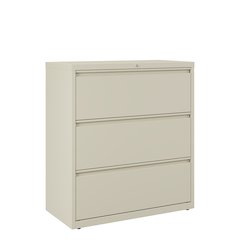 Hirsh 36 Inch Wide 3 Drawer Metal Lateral File Cabinet, Putty