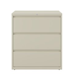 Hirsh 36 Inch Wide 3 Drawer Metal Lateral File Cabinet, Putty