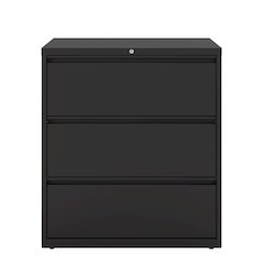 Hirsh 36 Inch Wide 3 Drawer Metal Lateral File Cabinet, Black