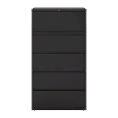 Hirsh 36 Inch Wide 5 Drawer Metal Lateral File Cabinet, Black