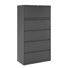 Hirsh 36 Inch Wide 5 Drawer Metal Lateral File Cabinet, Charcoal