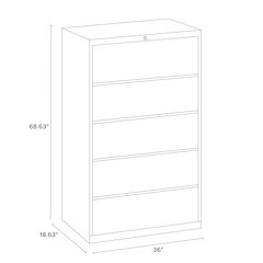 Hirsh 36 inch Wide 5 Drawer Metal Lateral File Cabinet, Black