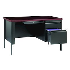 Hirsh Right-Hand File Office Desk Center Drawer, 30" Dx48" W, Charcoal/Mahogany