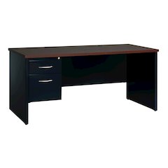 Hirsh Modular Left-Hand File Desk, 30" D x 66" W, Charcoal / Mahogany