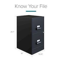 Space Solutions 18" Deep 2 Drawer Premier Vertical File Cabinet, Locking, Black