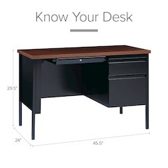 Hirsh Right Hand File Office Desk 24Dx45W, Black/Walnut