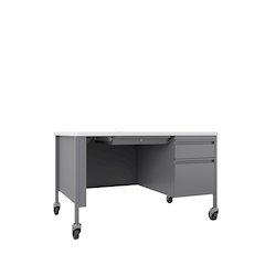 Hirsh 30D x 48W Mobile Right Hand  Deskfor Schools, Platinum/White