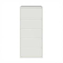 Hirsh 30 inch Wide 5 Drawer Metal Lateral File Cabinet, White