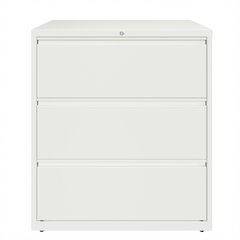 Hirsh 36 Inch Wide 3 Drawer Metal Lateral File Cabinet, White