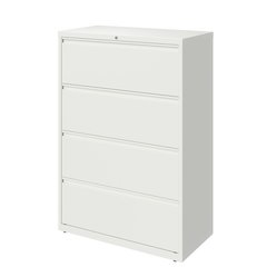 Hirsh 36 Inch Wide 4 Drawer Metal Lateral File Cabinet, White