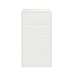 Hirsh 36 Inch Wide 5 Drawer Metal Lateral File Cabinet, White