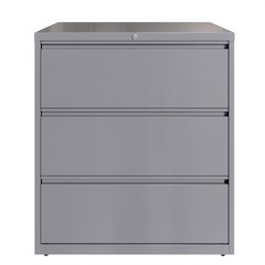 Hirsh 36 Inch Wide 3 Drawer Metal Lateral File Cabinet, Arctic Silver