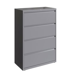 Hirsh 36 Inch Wide 4 Drawer Metal Lateral File Cabinet, Arctic Silver