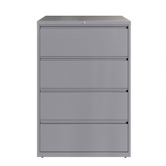 Hirsh 36 Inch Wide 4 Drawer Metal Lateral File Cabinet, Arctic Silver