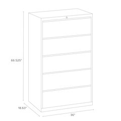 Hirsh 36 Inch Wide 5 Drawer Metal Lateral File Cabinet, Arctic Silver