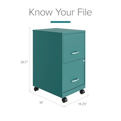 Space Solutions 18" Deep 2 Drawer Vertical File Cabinet, Teal