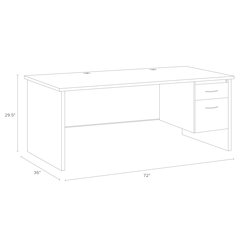 Hirsh Modular Right-Hand File Office Desk 36" Dx72" W, Charcoal/Mahogany