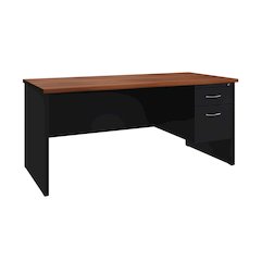 Hirsh Modular Right-Hand File Desk for Office, 30" D x 66" W, Black / Walnut