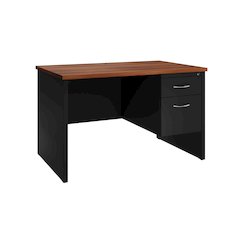 Hirsh Modular Right-Hand File Office Desk, 30" D x 48" W, Black / Walnut
