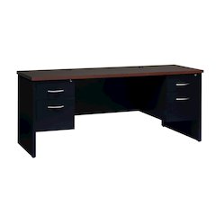 Hirsh 24D x 72W Double Pedestal Office Desk Credenza, Charcoal/Mahogany