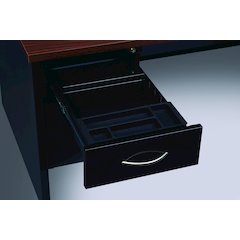 Hirsh 24D x 72W Left Hand Office Desk Credenza, Charcoal/Mahogany