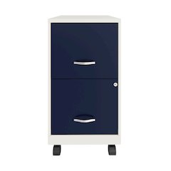 Space Solutions 18" Deep 2 Drawer Vertical File Cabinet, Pearl White / Navy