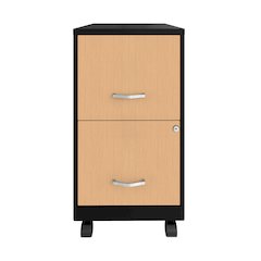 Space Solutions 18" Deep 2 Drawer Mobile File Cabinet, Black/Platinum Oak