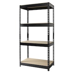 Iron Horse 3800 Riveted Steel Shelving, 4-Shelf, 16Dx30Wx60H, Black