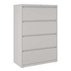 Hirsh 36 Inch Wide 4 Drawer Metal Lateral File Cabinet, Light Gray