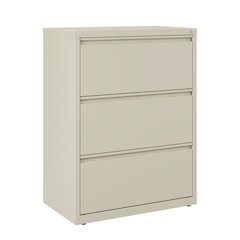 Hirsh 30 Inch Wide 3 Drawer Metal Lateral File Cabinet, Putty