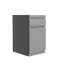 Hirsh 20" Deep Mobile File Cabinet 2 Drawer XL Backpack Drawer, Arctic Silver