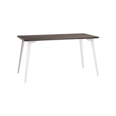 Orison Office 27x57 Mid Century Modern Desk, Alpine White / Trail Walnut
