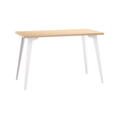 Orison Office 24x48 Mid Century Modern Desk, Alpine White / Platinum Oak