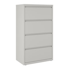 Hirsh 30 Inch Wide 4 Drawer Metal Lateral File Cabinet, Light Gray