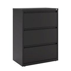 Hirsh 30 Inch Wide 3 Drawer Metal Lateral File Cabinet, Black