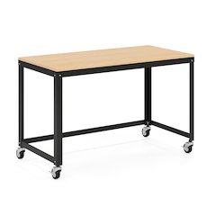 Space Solutions Ready-to-assemble 48-inch Wide Mobile Metal Desk Black/Maple