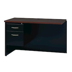 Hirsh 24D x 48W Left Hand Return for Office Desk, Black/Walnut