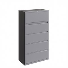 Hirsh 36 Inch Wide 5 Drawer Metal Lateral File Cabinet, Arctic Silver