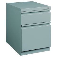 Hirsh 20" Deep Mobile Pedestal File Cabinet 2 Drawer Box-File, Platinum