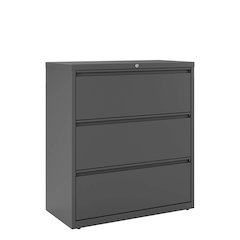 Hirsh 36 Inch Wide 3 Drawer Metal Lateral File Cabinet, Charcoal