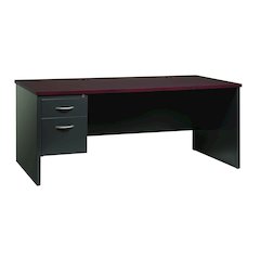 Hirsh Modular Left-Hand File Office Desk, 36" D x 72" W, Black / Walnut