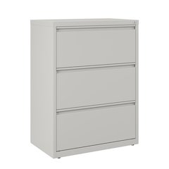 Hirsh 30 Inch Wide 3 Drawer Metal Lateral File Cabinet, Light Gray