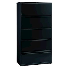 Hirsh 36 inch Wide 5 Drawer Metal Lateral File Cabinet, Black