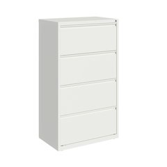 Hirsh 30 Inch Wide 4 Drawer Metal Lateral File Cabinet, White