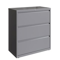 Hirsh 36 Inch Wide 3 Drawer Metal Lateral File Cabinet, Arctic Silver