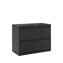 Hirsh 36 Inch Wide 2 Drawer Metal Lateral File Cabinet, Black