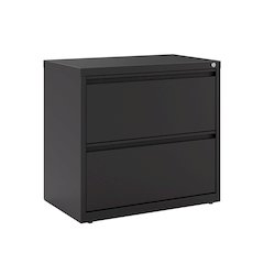Hirsh 30 inch Wide 2 Drawer Metal Lateral File Cabinet, Black